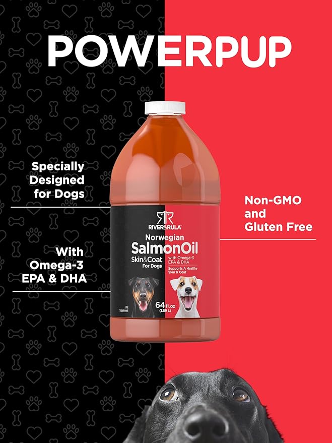 Horbaach Salmon Oil for Dogs 64 fl oz | with Pump | Supports Healthy Skin and Coat | with Omega 3, EPA & DHA | Bulk Size Pet Supplement | Non-GMO, Gluten Free