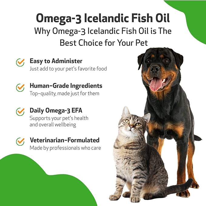 Pet Wellbeing Omega-3 Daily EFA Fish Oil for Dogs & Cats - Healthy Skin, Coat, Mobility, Joints, Heart Health - EPA, DHA - 8 fl oz (236 ml)