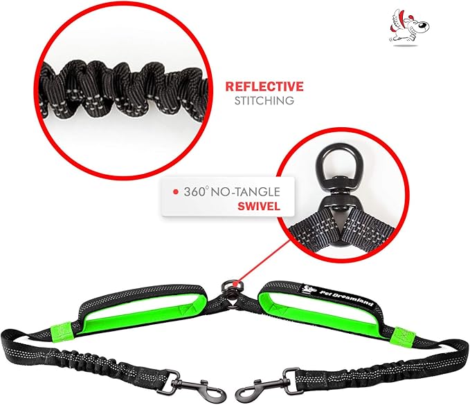 Exquisite Two Dog Leash Splitter | Double Dog Leash for Large Dogs Heavy Duty | No Tangle 2 Dog Leash Coupler | Dual Dog Leash Attachment | Retractable Dual Leashes for 2 Dogs