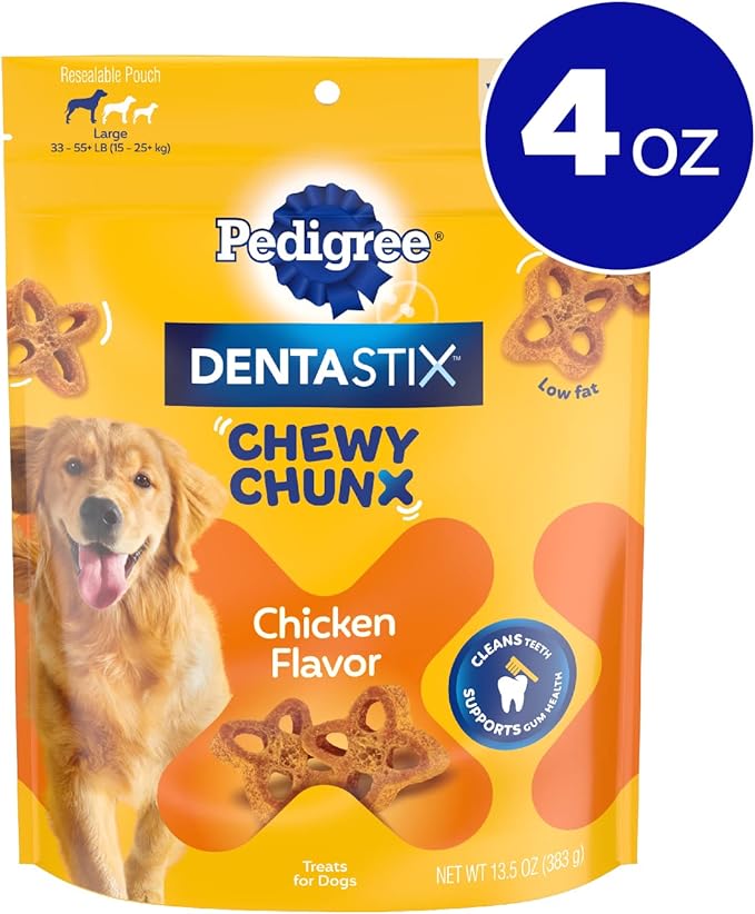 Pedigree DentaStix Chewy Chunx Dental Treats, Large Dog – 4 oz.