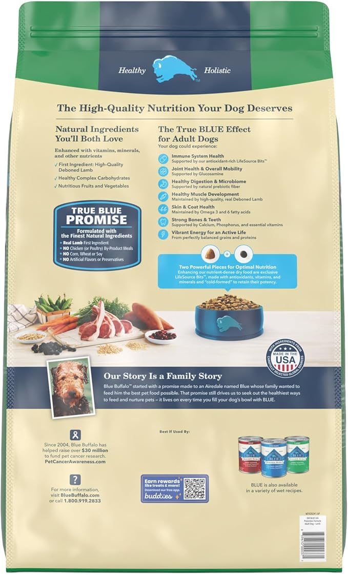 Blue Buffalo Life Protection Formula Natural Adult Dry Dog Food, Lamb and Brown Rice 30-lb