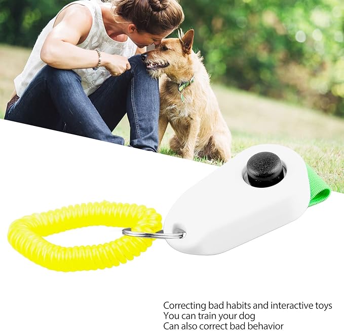 Dog Training Clicker, Lightweight Pet Training Clicker with Finger Ring and Wrist Strap, Clicker for Pets Cats Puppy Birds Horses, Perfect for Behavioral Training (White)