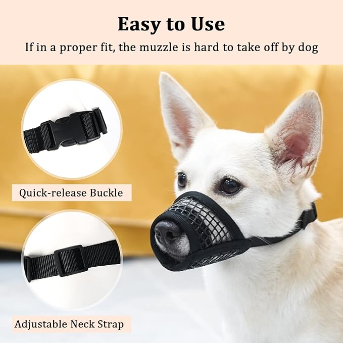 Mayerzon Dog Muzzle, Soft Mesh Muzzles for Small Medium Large Dogs Chihuahua Poodle Husky Labrador Retriever, Breathable Dog Mouth Guard for Biting Chewing Grooming, Allow Panting Drinking