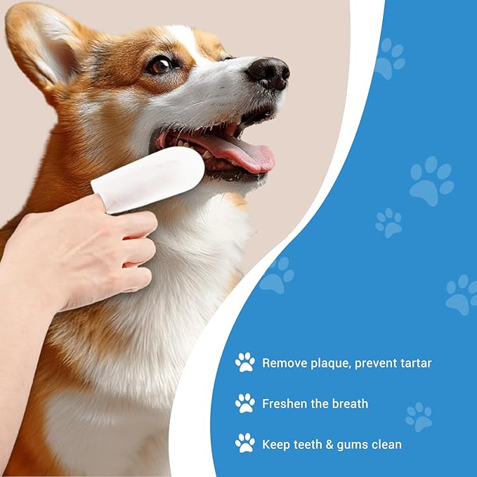 Avont Pet Teeth Cleaning Wipes for Dogs Cats, 50 PCS Dental Finger Wipes Reduce Plaque & Tartar, Dog Breath Freshener and Gum Care -M