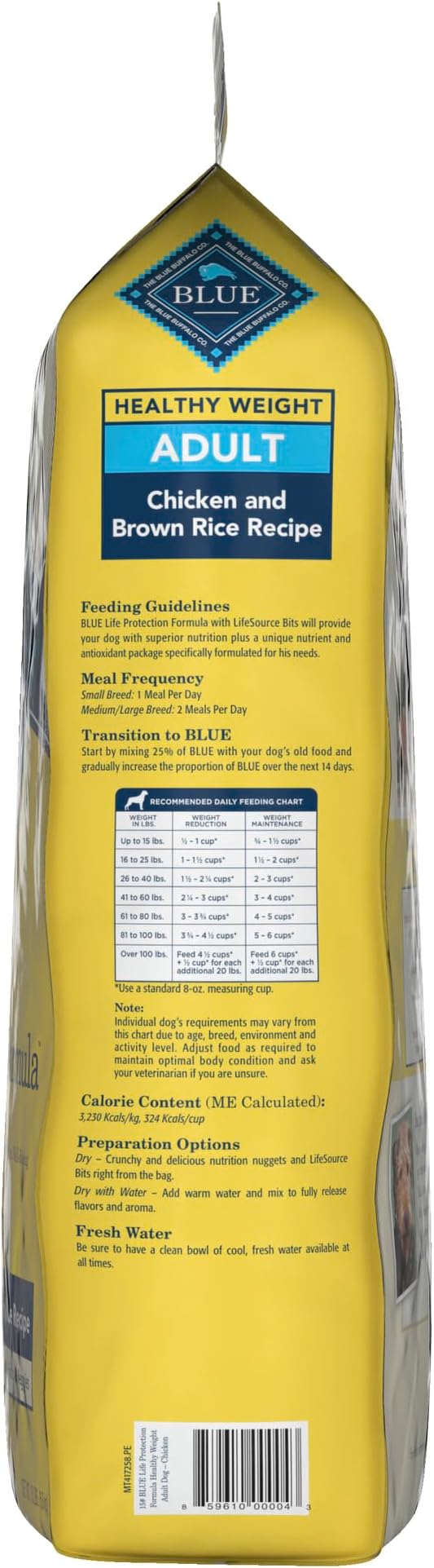 Blue Buffalo Life Protection Formula Natural Adult Healthy Weight Dry Dog Food, Chicken and Brown Rice 15-lb