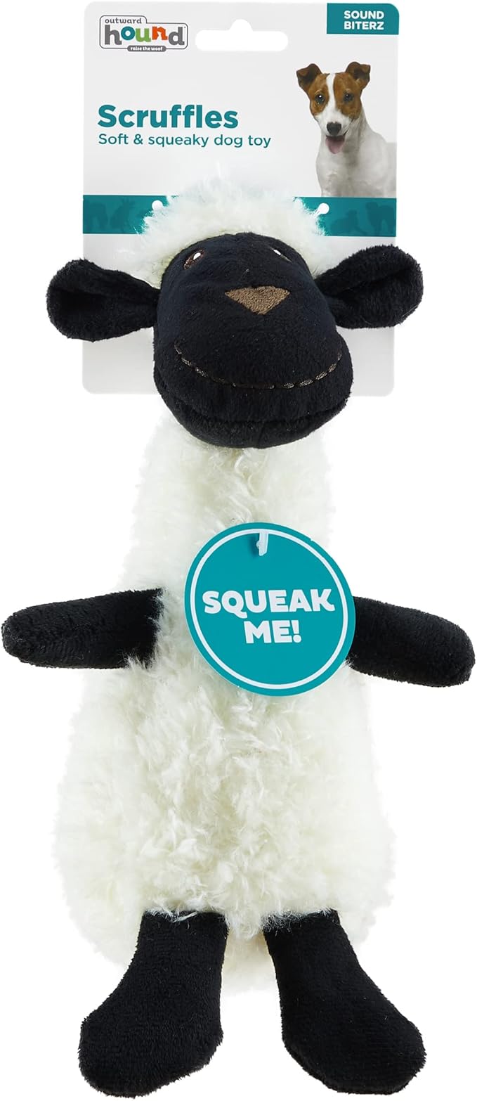 Outward Hound Scruffles Lamb Plush Squeaky Dog Toy, Small