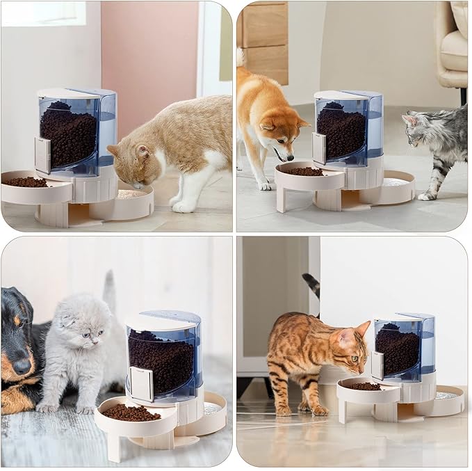 Automatic Cat Dog Feeder and Cat Water Dispenser in Set - Rotating Storage Gravity Pet Water Dispenser for Small Medium Pets Dog Puppy Kitten
