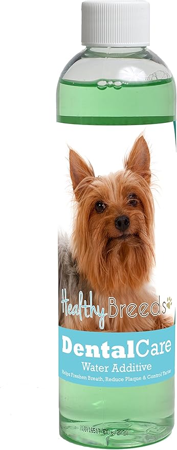 Healthy Breeds Dog Dental Care Water Additive for Silky Terrier - Helps Freshen Breath, Reduce Plaque & Control Tartar - Mint Flavor - 8 oz
