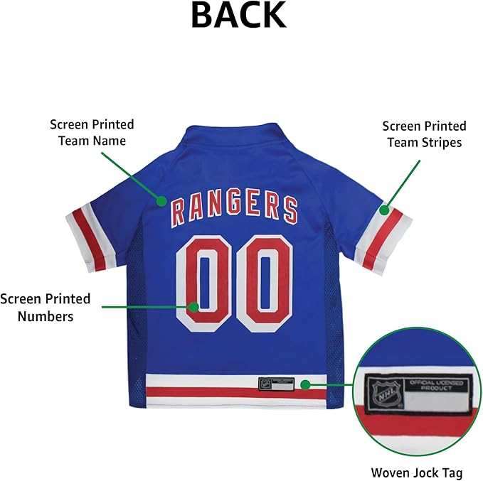 Pets First NHL New York Rangers Jersey for Dogs & Cats, Medium. - Let Your Pet Be A Real NHL Fan!