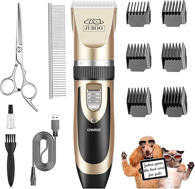 Dog Clippers Low Noise Professional Rechargeable Cordless Quiet Dog Grooming Kit for Cats Pets
