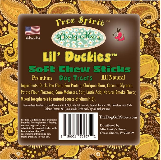 Daisy Mae's Free Spirit Lil' Duckies Soft Chew Sticks, Duck Flavor, Made in The USA Dog Treats 24 oz Bulk