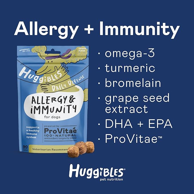 Allergy & Immunity Chews for Dogs, Dog Supplement for Allergy Relief with Omega, Promotes Itch Relief, Allergy Relief, Immune System, and Longevity