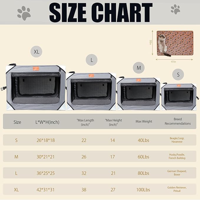 Collapsible Extra Large Dog Crate, Portable Dog Crates for Extra Large Dogs, Foldable Xlarge Dog Travel Crate Soft Sided, 42 x 31 Inch Soft Large Dog Cage Kennel Indoor Outdoor, Ventilated