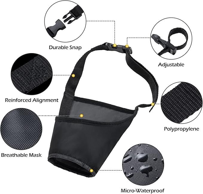 Dog Muzzles Suit, 7 PCS Anti-Biting Barking Pet Muzzles Adjustable Dog Muzzle Mouth Cover for Small Medium Large Extra Dog - Black (7 PCS)
