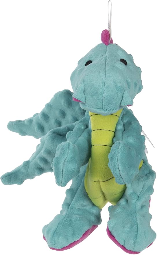 goDog Bubble Plush Dragons Squeaky Dog Toy, Chew Guard Technology - Turquoise, Large