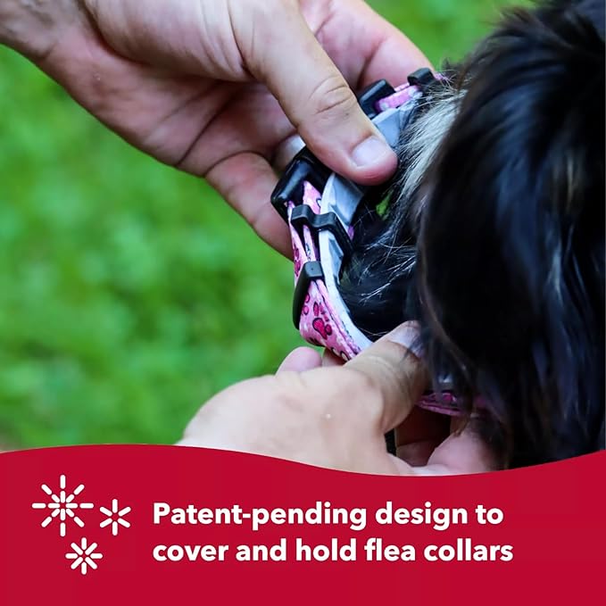 Coastal Pet SecureAway Flea Collar Protectors - Comfortable Dog Collar Accessory - Protective Flea Collar for Dogs - Adjustable Dog & Puppy Flea Collar Protection - Multi Bones, 5/8" x 8-12"