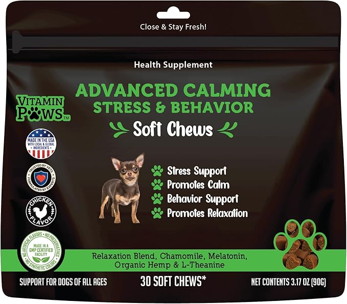 Calming Chews for Dogs | Hemp Anxiety Relief Treats | Melatonin for Dogs | Calm Relaxing Supplements for Separation Stress, Sleep, Nail Trimming, Storm, Barking, Canine Hyper Activity