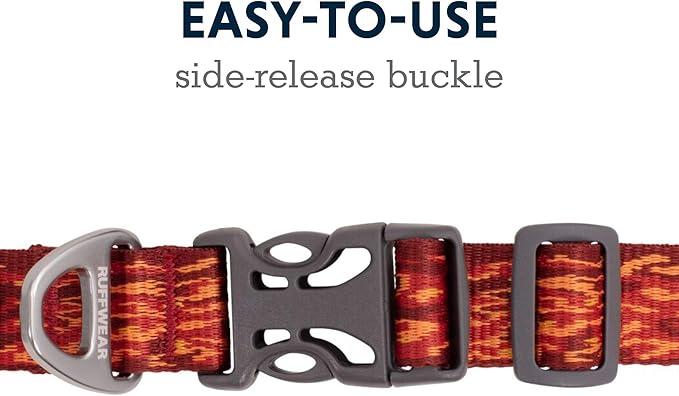 Ruffwear, Flat Out Dog Collar (Formerly Hoopie), Webbing Collar for Walking and Everyday Use, Ember Distortion, 14"-20"