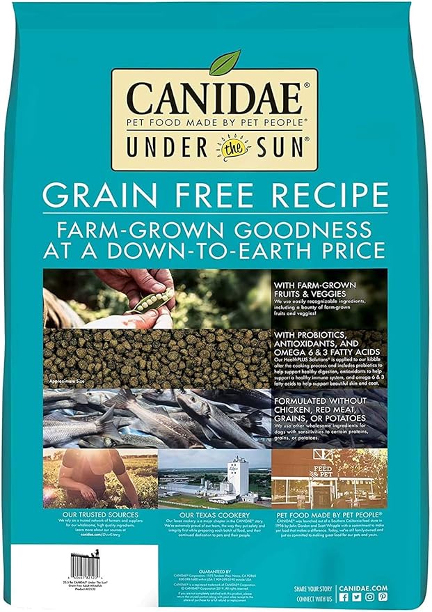 CANIDAE, Under The Sun, Grain Free Recipe Made with Real Whitefish Dog Dry 23.5 lbs.