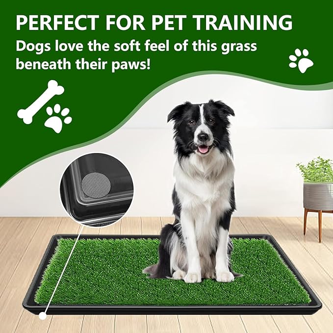 28.7 x 19.6In Dog Grass Pad with Tray Pet Potty Fake Grass Training Mat Artificial Grass for Dogs with Tray on Indoor and Outdoor
