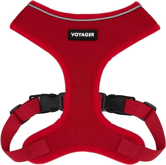 Aerolite No Pull Mesh Dog Harness with Lightweight, Soft, Breathable Chest Coverage, Reflective Stitching, and Adjustable Straps for Walking, Running, Training, Heavy Duty and Durable - Red, S