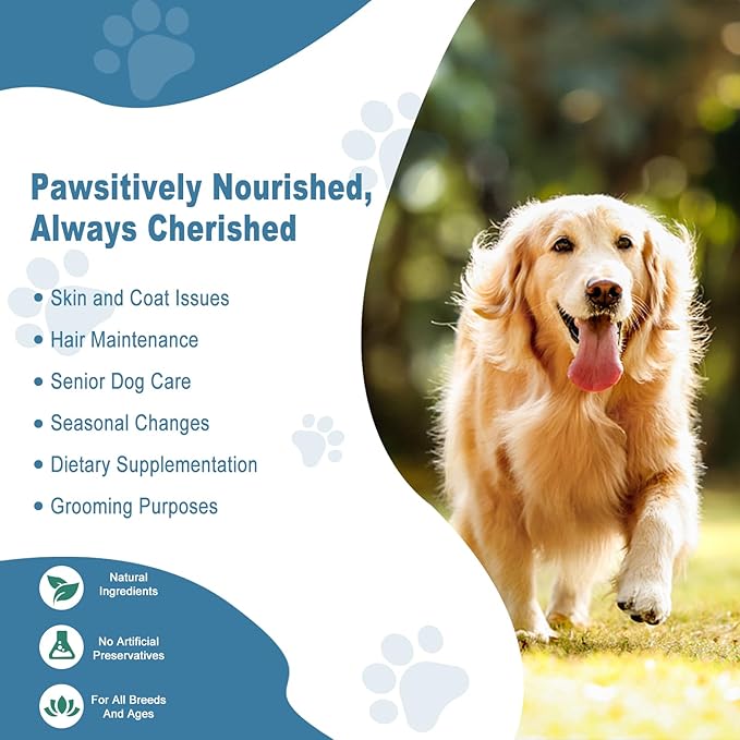 Omega 3 Fish Oil for Dogs, Salmon Oil Skin and Coat Supplement for Dogs Dog Allergy Relief, Dry & Itching Skin Relief Treatment, Allergy Chews - Dog Anti Shedding Treats - Shiny Coats - EPA & DHA
