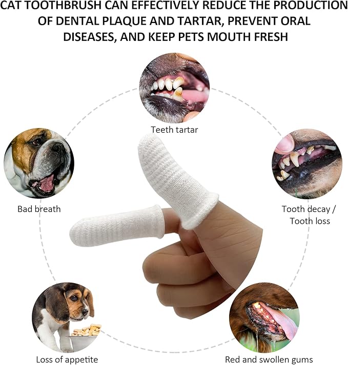 Dog Toothbrush Cat Toothbrush Fingers Toothbrushs for Dog Cat 8 Pack Dog Tooth Brushing Kit Teeth Cleaning, Suitable for Small Pets, Cat and Dog Dental Care, 1 Set for 2 Fingers, Includes 4 Sets
