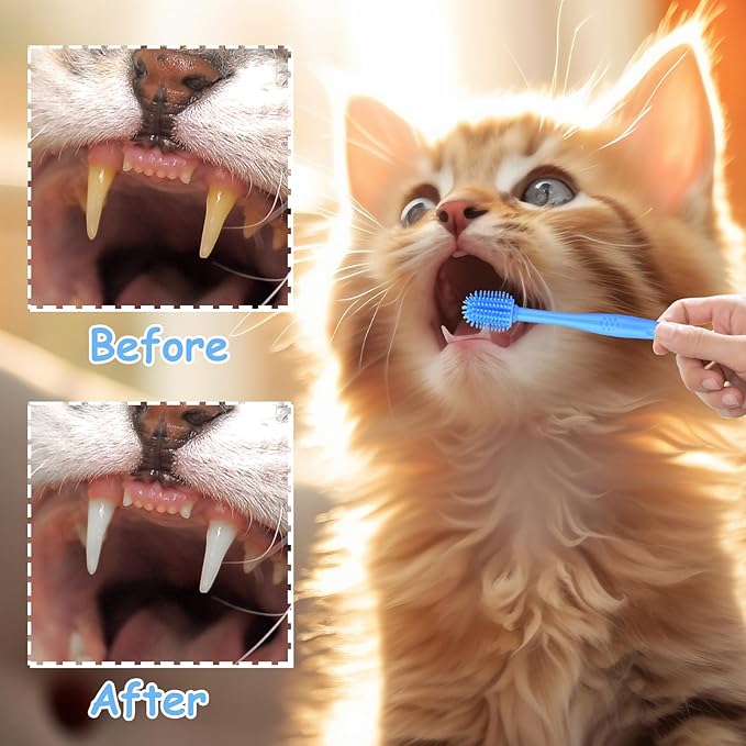 7Pcs Dog Toothbrush Cat Toothbrush Small Dog Puppy Tooth Brushing Kit Finger Toothbrush 360 ° Dog Toothbrush for Puppy, Small Dog and Cat