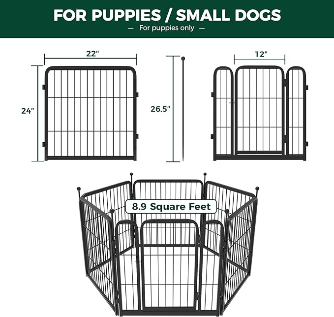 FXW Rollick Dog Playpen for Yard, RV CampingâPatented, 24 inch 6 Panels