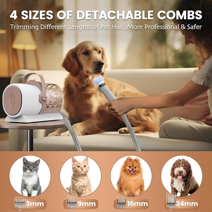Dog Grooming Vacuum – Dog Hair Vacuum for Shedding Grooming, Pet Vacuum Grooming Kit with 11000Pa Suction Power – includes 4 Grooming Tools for Dogs and Cats – Perfect for Pet Grooming, PG50.