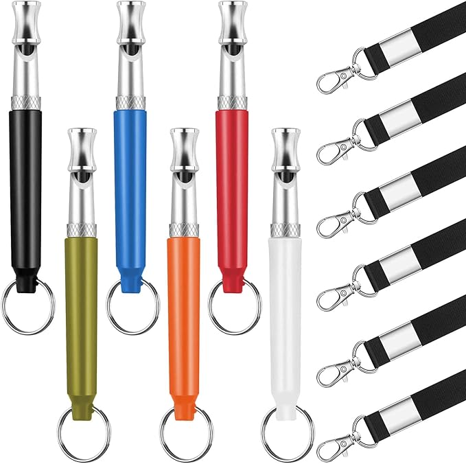 6 Pack Dog Whistle with Lanyard Stop Neighbors Dog from Barking Adjustable Ultrasonic Silent Dog Whistle Professional Dog Training Whistles for Dog Daily Training