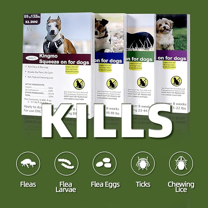 Flea and Tick Prevention for Dogs, Dogs Flea & Tick Treatment with Fipronil, Long-Lasting & Fast-Acting Topical Flea & Tick Control Drops (6 Dose, 5-22lbs)