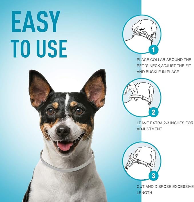 Flea and Tick Collar for Dogs,2 Pack,Natural Flea and Tick Prevention for Dogs,8 Months Protection,One Size Fits All Dogs,Adjustable & Waterproof,Include Flea Comb