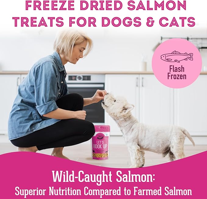 Freeze Dried Salmon Treats for Dogs & Cats (1.76 oz, Pack of 1) - Single Ingredient Dog Treats, Cat Treats - Natural Dog Treats, Grain Free