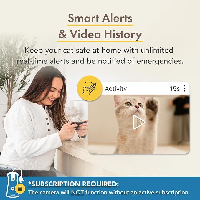Furbo 360° Cat Camera + Nanny Bundle: Home Security & Cat Safety Alerts, Rotating Pet Treat Dispenser Camera with Speaker, Smart Home Indoor Cam w Phone App (Additional Subscription Required at Setup)