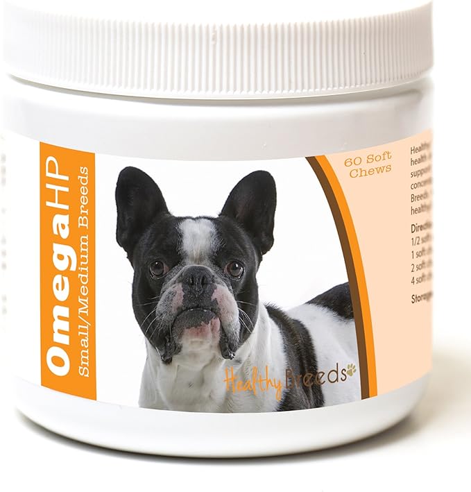 Healthy Breeds French Bulldog Omega HP Fatty Acid Skin and Coat Support Soft Chews 60 Count