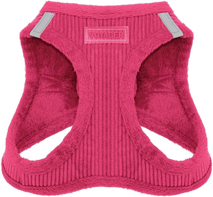 Voyager Step-in Plush Dog Harness – Soft Plush, Step in Vest Harness for Small and Medium Dogs by Best Pet Supplies - Harness (Fuchsia Corduroy), S (Chest: 14.5-16"), 206T-FU-S