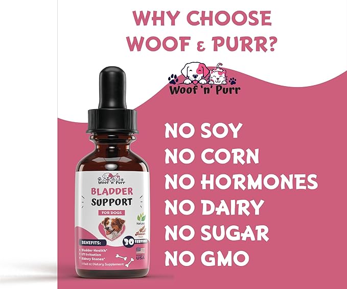 Dog Bladder Supplement - Supports Healthy Kidney & Urinary Tract - Dog UTI Treatment - Dog Bladder Control - Bladder Support for Dogs - Dog UTI Supplement - Dog Urinary Tract Infection Treatment - 1oz