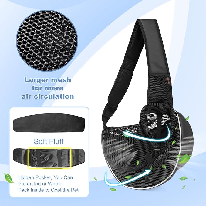 YUDODO Pet Dog Sling Carrier Breathable Mesh Travel Safe Sling Bag Carrier for Dogs Cats