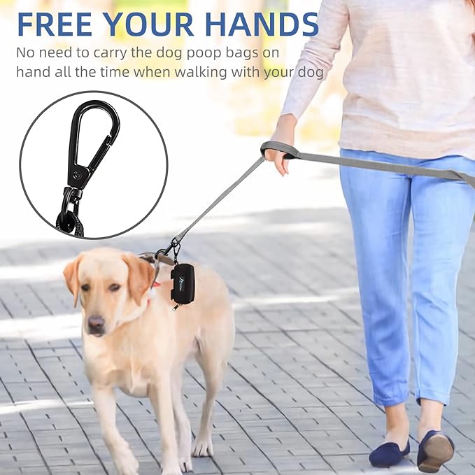 PuppyDoggy 2 Pack Poop Bag Holder for Dogs and Cats Waste Bag Dispenser Poop Bag Pouch Dispenser with 2 Roll of Poop Bags for Leash Accessory Bicycle (Pink + Pink)