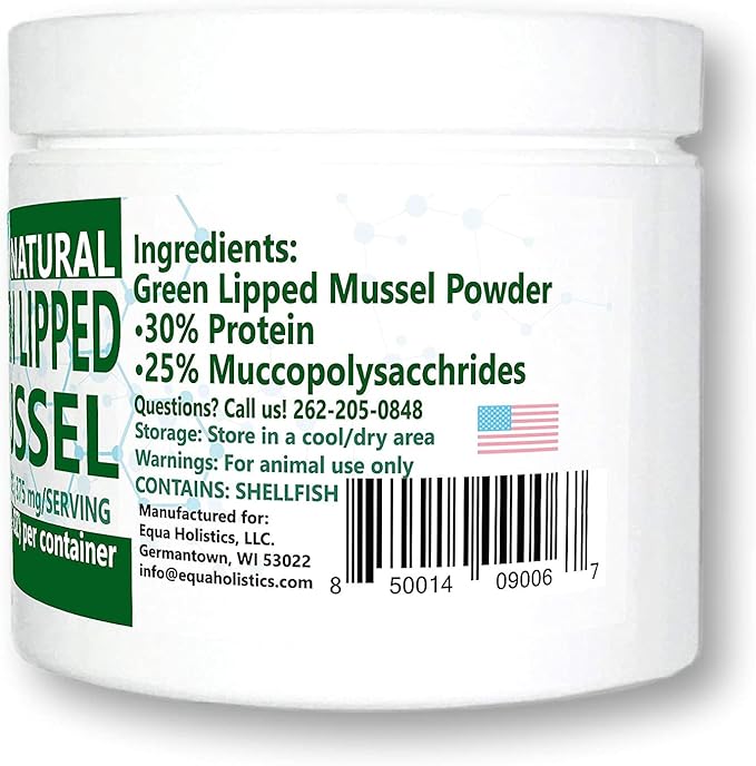 Green Lipped Mussel Powder for Dogs, All-Natural Hip & Joint Support Dietary Supplement Formula for Dogs (120 Servings)