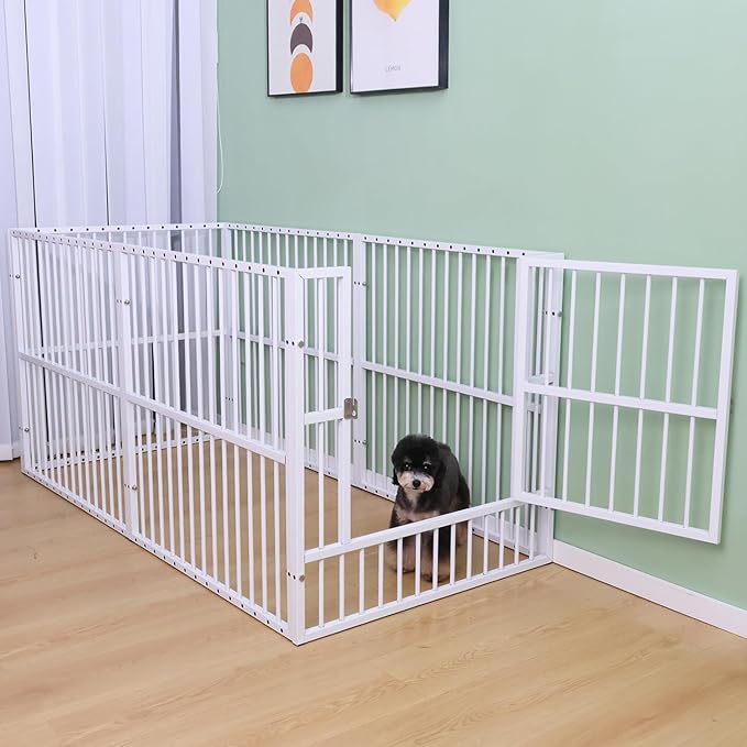 Dog Playpen 31.5" Height Puppy Pen,Heavy duty 31"- 63" Inch Extendable, Safe and Sturdy dog pens, Easy Assemble for Outdoor Indoor pet playpen