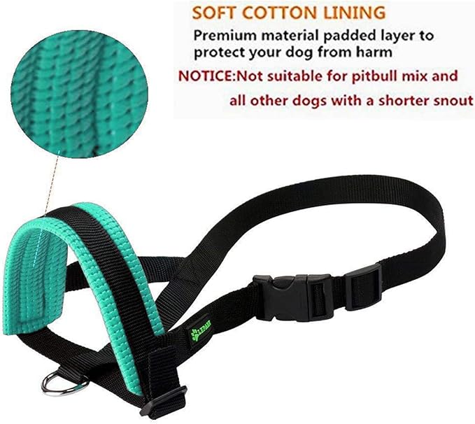 Nylon Dog Muzzle for Small,Medium,Large Dogs Prevent from Biting,Barking and Chewing,Adjustable Loop(XL/Green)