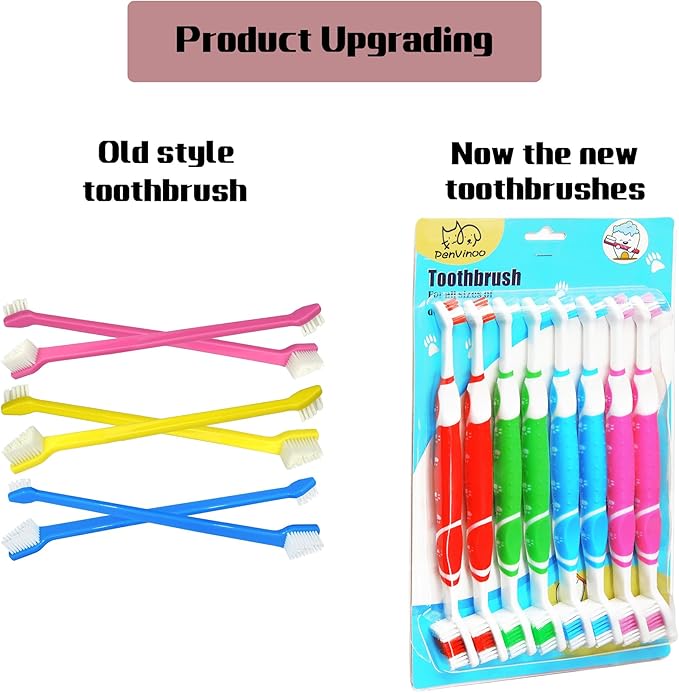 8 pcs Dog Toothbrush pet Toothbrush Small to Large Dogs,Cats with Soft Bristles Non Slip Dual Head Dog Toothbrush