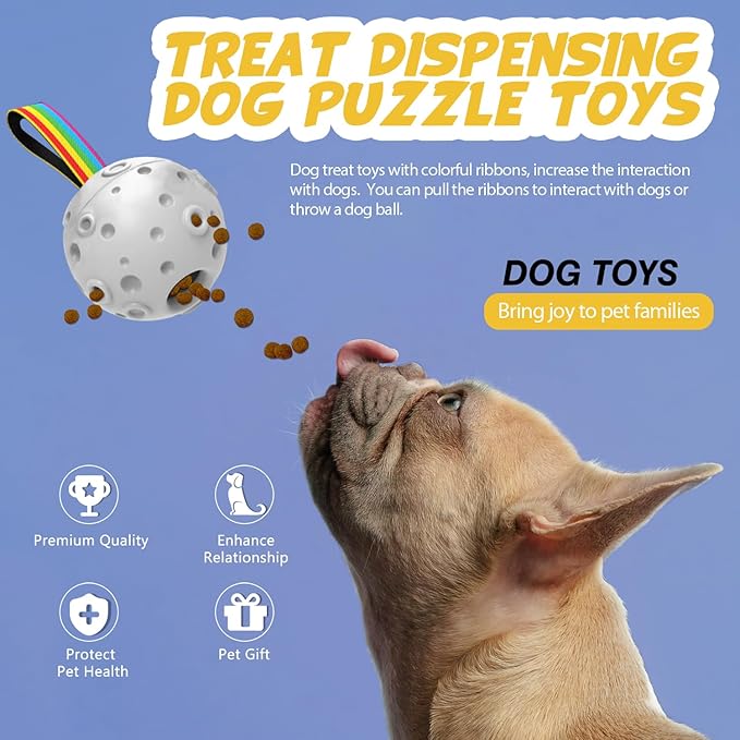 Dog Puzzle Toy, Frozen Fillable Dog Food Dog Enrichment Toys to Keep Them Busy,Treat Dispensing Dog Toy,Dog Ball Toys for 10-80Lbs,Safety Rubber Dog Chew Toys,Easy to Clean Interactive Dog Treats Toy