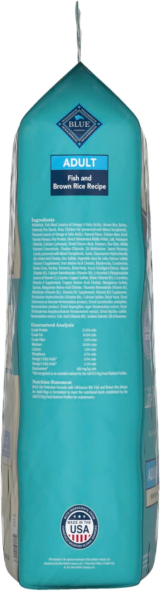 Blue Buffalo Life Protection Formula Natural Adult Dry Dog Food, Fish and Brown Rice 34-lb