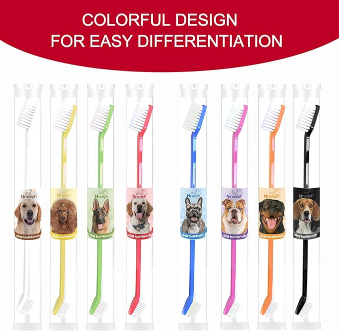 VibrantPet Toothbrush Set - 8-Pack with Dual-Head Design, Transparent Tube Packaging for Convenient Storage and Travel | Enhance Pet Dental Care