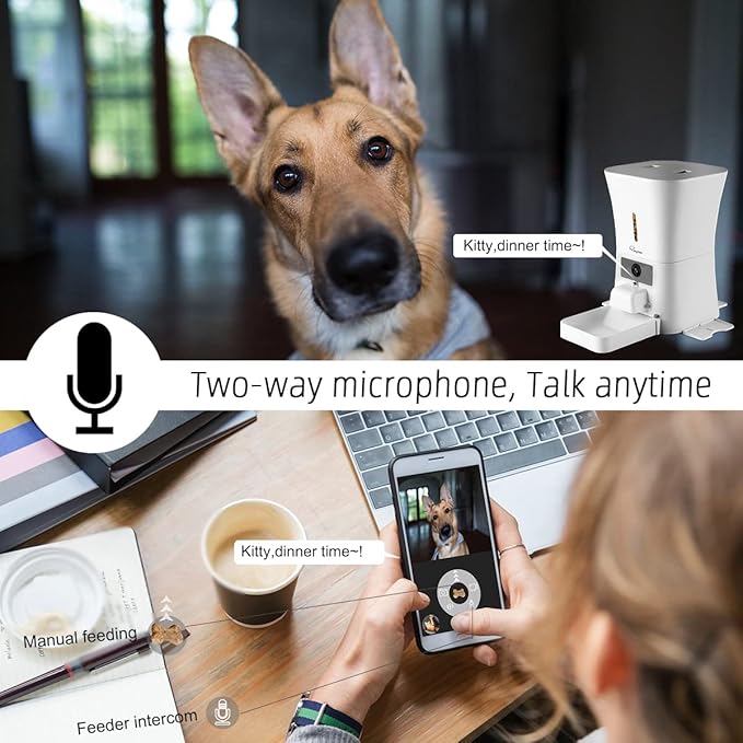 SKYMEE 8L/12L 2.4G & 5G WiFi Aautomatic Dog Feeder & Automatic cat feeders -1080P Full HD Pet Camera Treat Dispenser with Night Vision and 2-Way Audio