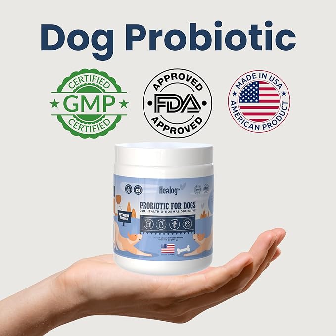 Probiotic for Dogs - 120 Chicken Flavored Soft Chews, Natural Dog Probiotics for Digestive Health, Gut Health for Dogs, Anxiety and Gas Relief, Diarrhea Control, 1 Billion CFU