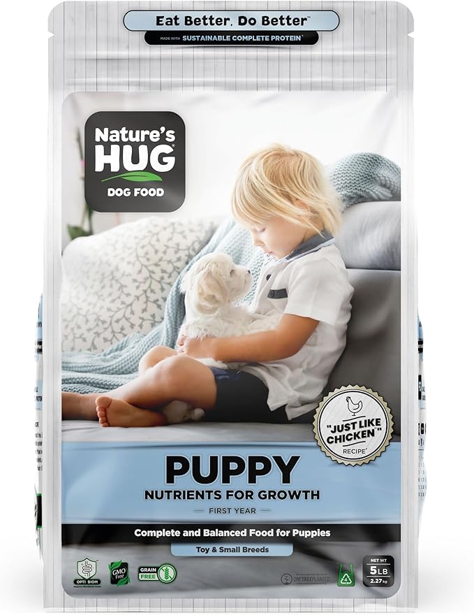 Nature's HUG Dry Dog Food, for Puppy - Toy & Small Breeds, 5 lb. Bag, Just Like Chicken, Grain Free & Hypoallergenic, Supports Microbiome Health, Complete Protein & Balanced Nutrition